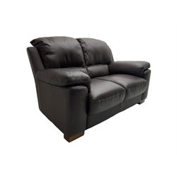 Rogers of York - pair two seat sofas, upholstered in soft brown leather