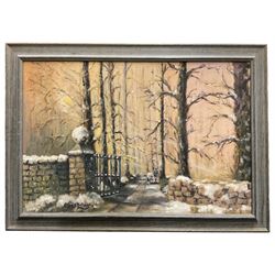 James Lishman (British 1931-2024): A Winter Wander, oil on board signed 49cm x 75cm 