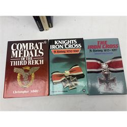 Ten books of German medal interest including Robin Lumsden: Medals and Decorations of Hitler's Germany; Forman's Guide to Third Reich German Awards ... and Their Values. Signed by the author; Christopher Ailsby: Combat Medals of The Third Reich; Gordon Williamson: The Iron Cross A History 1813-1957 and Knights of the Iron Cross A History 1939-1945; and five others (10)