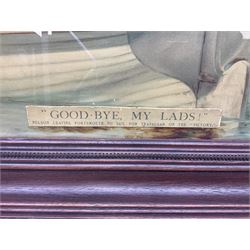After Fred Roe, pair of colour prints of Lord Nelson, one titled 'Good-bye My lads', the other depicting Nelson walking through the streets of Portsmouth, 52 x 81cm, modern mahogany frames (2)