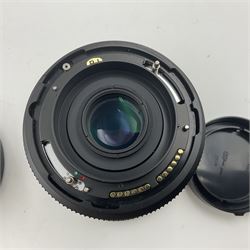 Seiko 'Mamiya Macro M 1:4.5 f=140mm M/L-A' lens serial no 003593 and Seiko 'Mamiya-Sekor Z f=110mm 1:2.8W' lens, serial no 56560