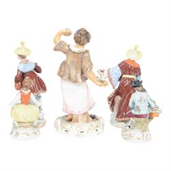 Royal Crown Derby figure Spring, together with Pair of Dresden Malabar musicians and two others    