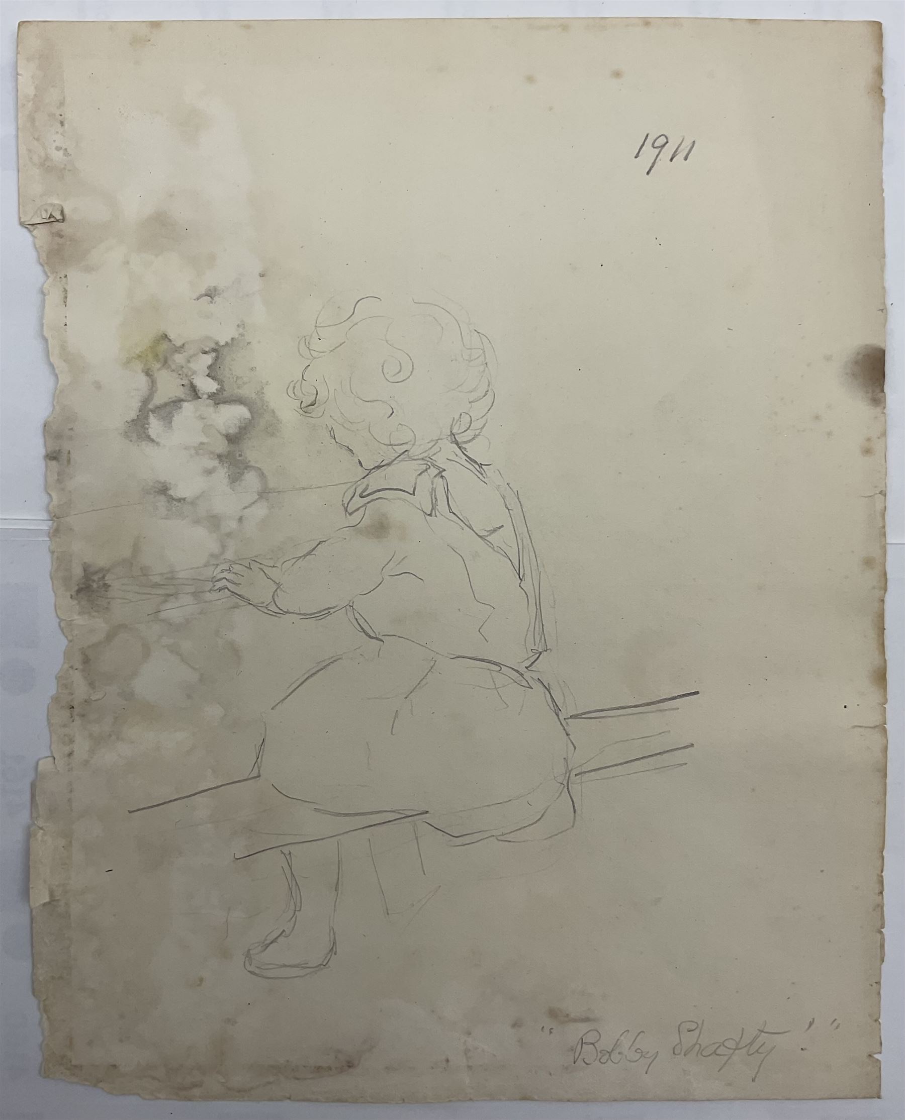 Attrib. Harold Knight (Staithes Group 1874-1961): 'Maggie Ward Verrill' 'Mrs Hannah Ward' et al., six pencil sketches unsigned some titled 26cm x 20cm (6) (unframed) 
Provenance: Hannah Ward was the vendor's great great grandmother and Margaret Verrill, Hannah's daughter. The Ward/Verrill families who lived in Gun Gutter and Church Street Staithes, had connections with Harold Knight. Hannah who owned three or four cobles and several properties in Staithes probably features in several of Knight's paintings.