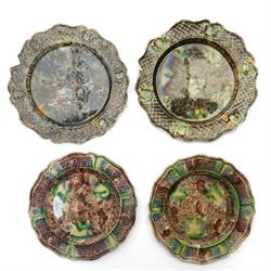 Pair of 18th century cream ware Whieldon type plates decorated with a mottled tortoiseshel...