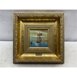 Peter Gerald Baker (British 20th century): 'Whitby 1890', oil on panel unsigned, titled on plaque 9cm x 9cm