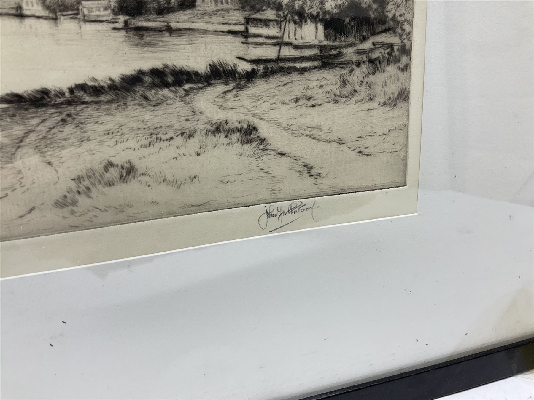 John Fullwood (British 1854-1931): 'Hampton on Thames' and 'Teddington Reach', pair Artist Proof drypoint etchings signed and limited to 300, 25cm x 36cm (2)