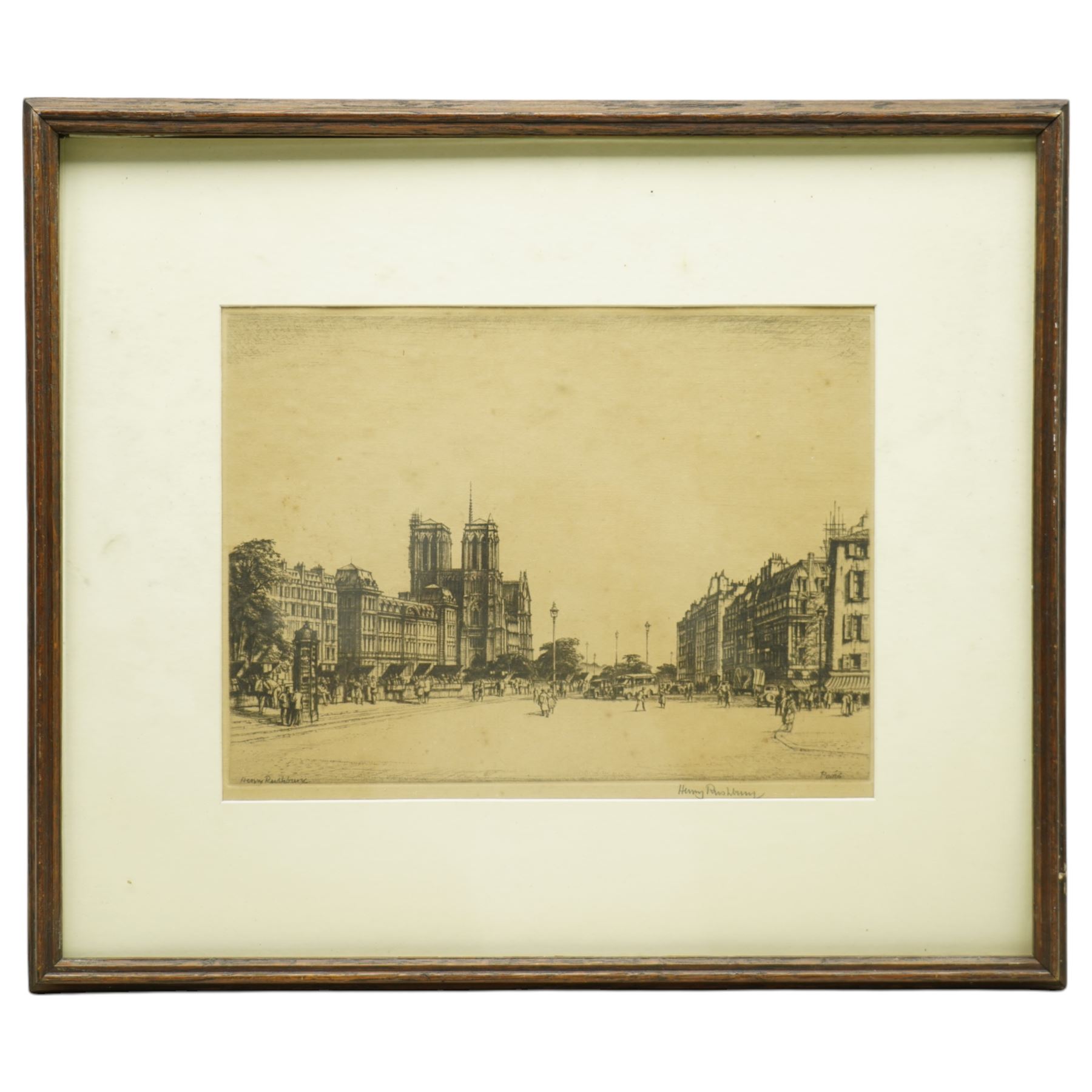 Henry Rushbury (British 1889-1968): 'Paris' and 'Low Tide - La Rochelle', two etchings signed in pencil max 25cm x 34cm (2)