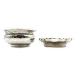 Millenium silver dish wavy rim by Barker Brothers Silver Ltd Birmingham, 11cm and a shallow silver bowl plain design by Charles Boyton & Son Ltd London 1919 approx 6.2oz  