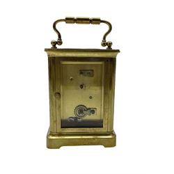 French - 19th century 8-day timepiece carriage clock with carrying case. Cylinder escapement.