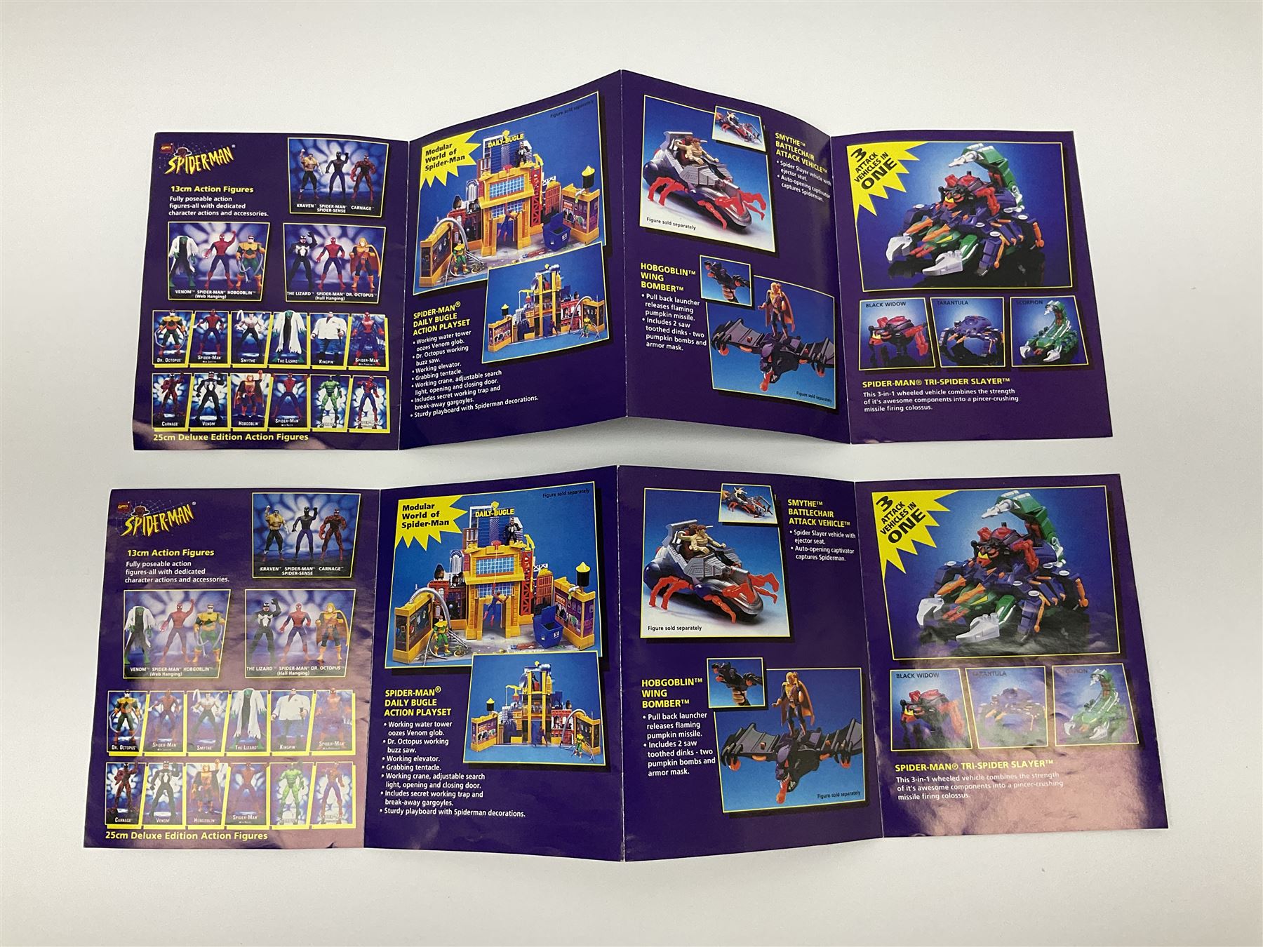 Group of early 90s Marvel/DC Comics toys; 1993 Kenner Batmobile with original Batman figure and plane; Marvel Comics Spider-Man 1994 Web of Steel series Hobgoblin Wing Bomber, incomplete Daily Bugle Playset and Scorpion; assorted figurines and later accessories 