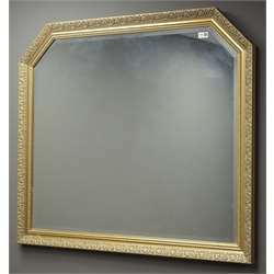  Rectangular gilt framed mirror with cantered corners, bevel edged plate, 107cm x 93cm  