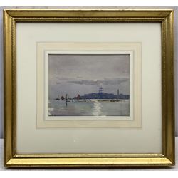 Ernest Dade (Staithes Group 1864-1935): 'Poole Harbour Dorset', watercolour signed with initials, signed and inscribed on the margin 'With Best Wishes for 1915 from Ernest Dade' 16.5cm x 21.5cm
Provenance: with T B & R Jordan exh. 35 year Anniversary Exhibition, Harrogate 2009, labels verso
