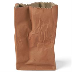 Tapio Wirllala for Rosenthal - Late 20th century novelty paper bag vase, model as a slightly crumpled paper bag as a part of the 'Do Not Litter' collection. Makers mark to the base, H20cm