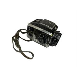 Zenza Bronica S2A medium format camera body, with Nikkor-P '1:2.8 f-75mm' lens, Zenza Bronica Zenzanon MC '1:3.5 f-150mm lens, Zenza Bronica Tele-Converter-E 2x, and two additional film cases. in a Billingham camera bag