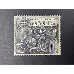 Great Britain King George V 1929 Postal Union Congress one pound stamp, used

