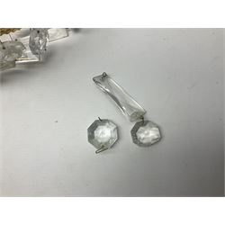 Pair of Marks and Spencer adjustable wall lights, together with a glass chandelier