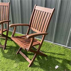 Teak painted folding garden armchairs  - THIS LOT IS TO BE COLLECTED BY APPOINTMENT FROM DUGGLEBY STORAGE, GREAT HILL, EASTFIELD, SCARBOROUGH, YO11 3TX