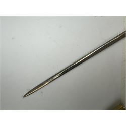 Ceremonial sword, the 75cm blade marked Toledo, Spain, gilt handle with black wire-bound grip  with leather scabbard with gilt tip, L94cm 