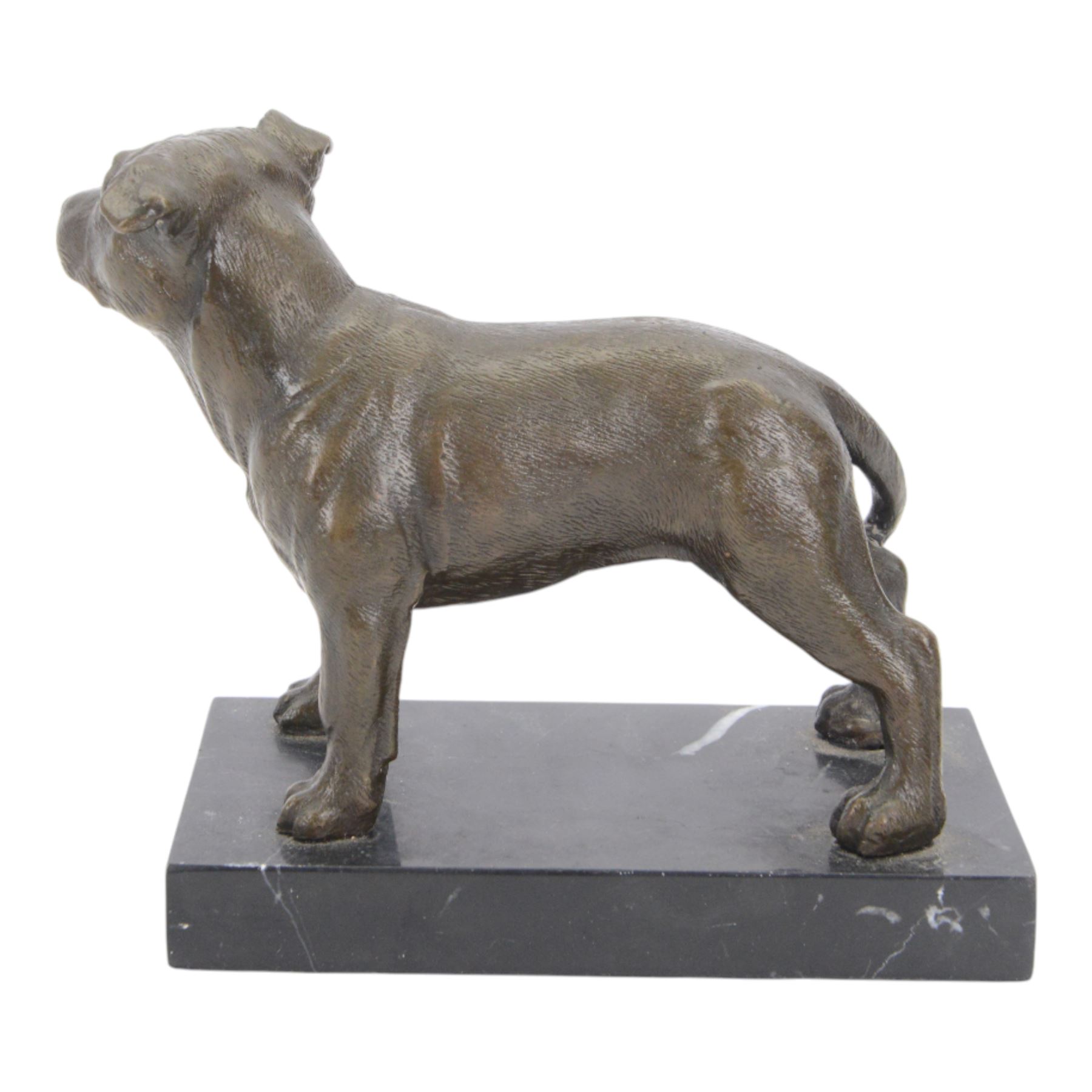 Bronze figure of a Staffordshire bull terrier, upon a rectangular base, H14cm