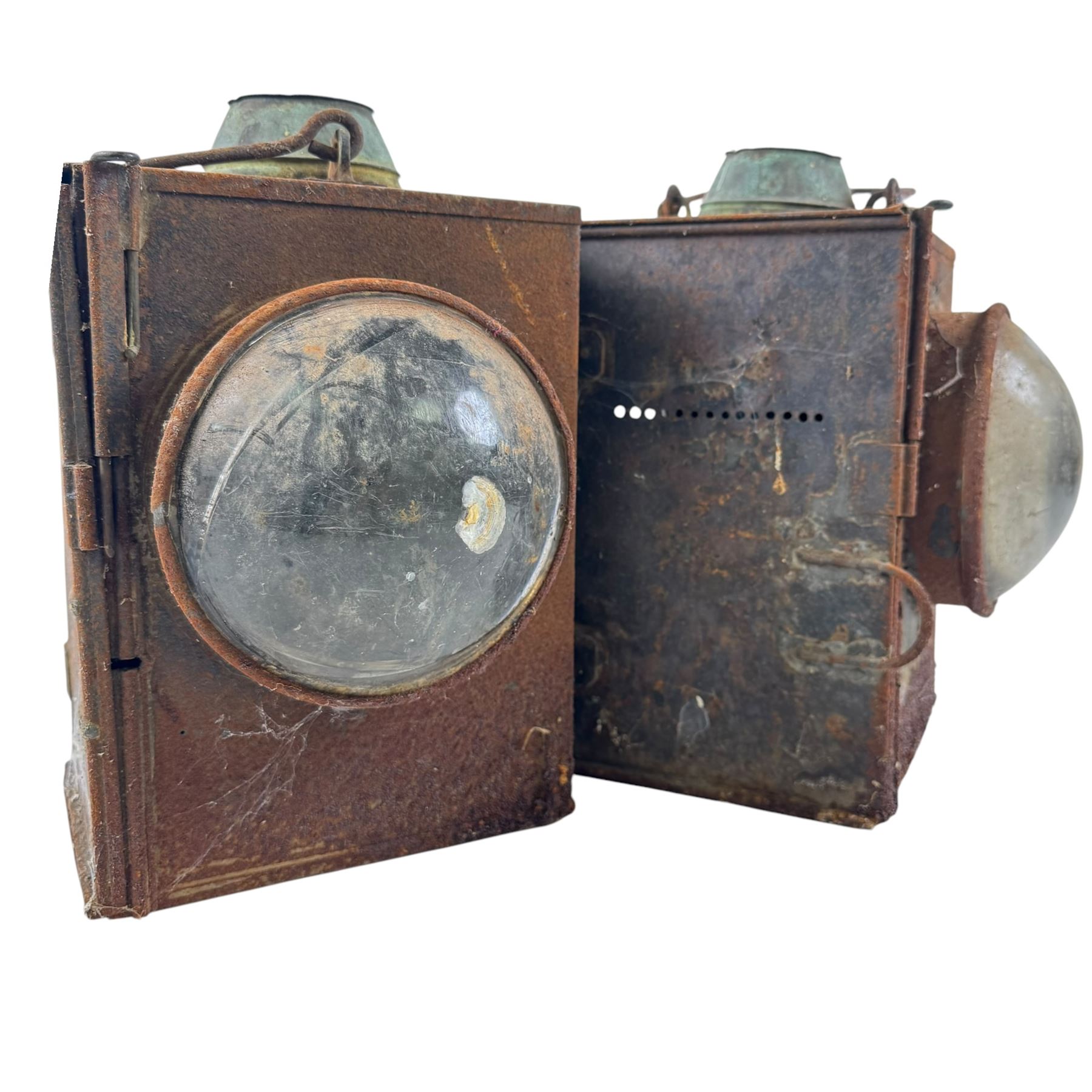 Two railway signal lamps