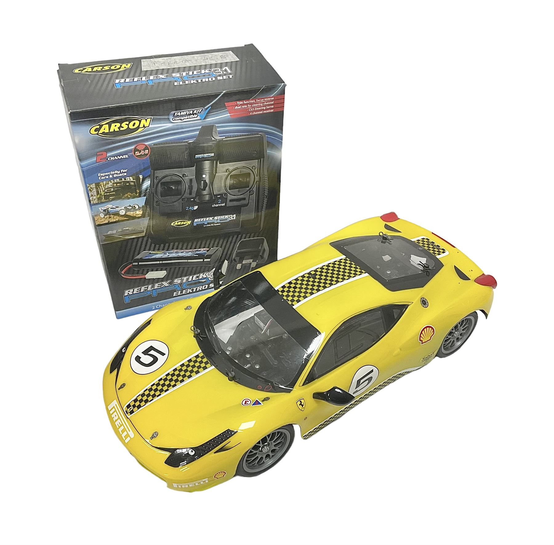 Tamiya Ferrari 458 Challenge radio controlled car with boxed Carson Relfex Stick Pro 3.1 Elektro Set Toys Models