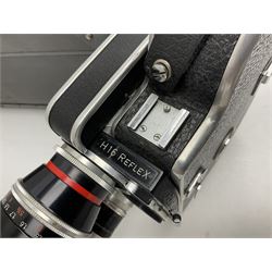 Bolex H16 Reflex camera body, serial no. 136928, with 'Macro-Switar 1:1.9 f=75mm' lens, serial no. 1131474, Switar H16 RX 1:1.6 f=10mm' lens, serial no. 1106324, with hard carry case