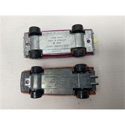 Matchbox 1-75 Series 'Superfast' ex-shop stock - eight models comprising 45c Ford Group 6, 52c Dodge Charge Mk.III, 53d Tanzara, 54c Ford Capri, 56c Pinifarina, 58d Woosh 'n' Push, 60c Lotus Super Seven and 62d Dragster; all boxed (8)