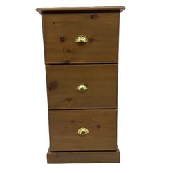Pine three drawer filing chest