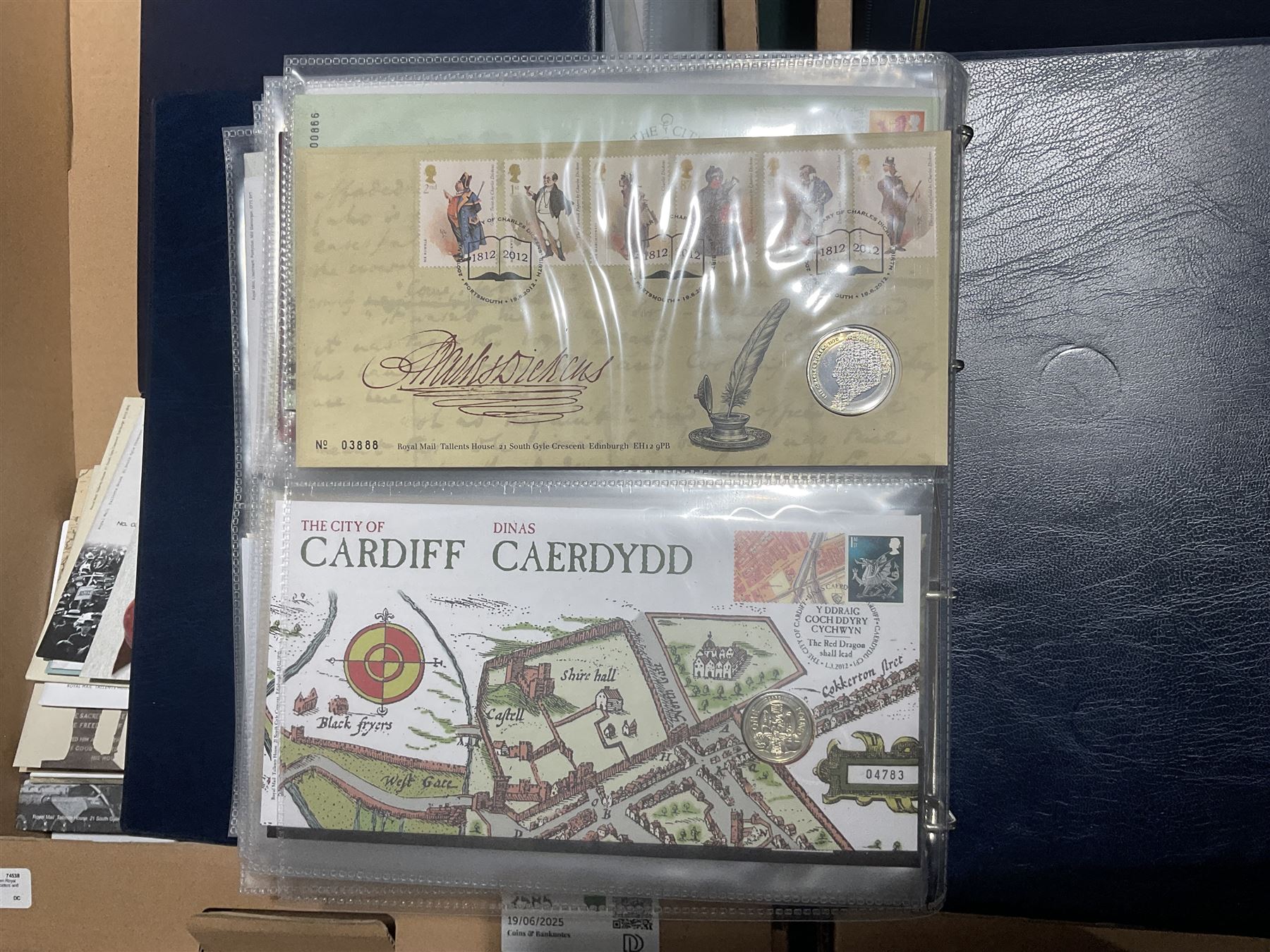 Approximately one hundred and fifteen Royal Mint coin covers, in two ring binder folders and loose, together with approximately 53 grams of Great British pre-1920 and approximately 68 grams of Great British pre-1947 silver threepence coins, and a small quantity of further pre-decimal coins