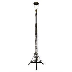 Wrought iron black painted standard lamp