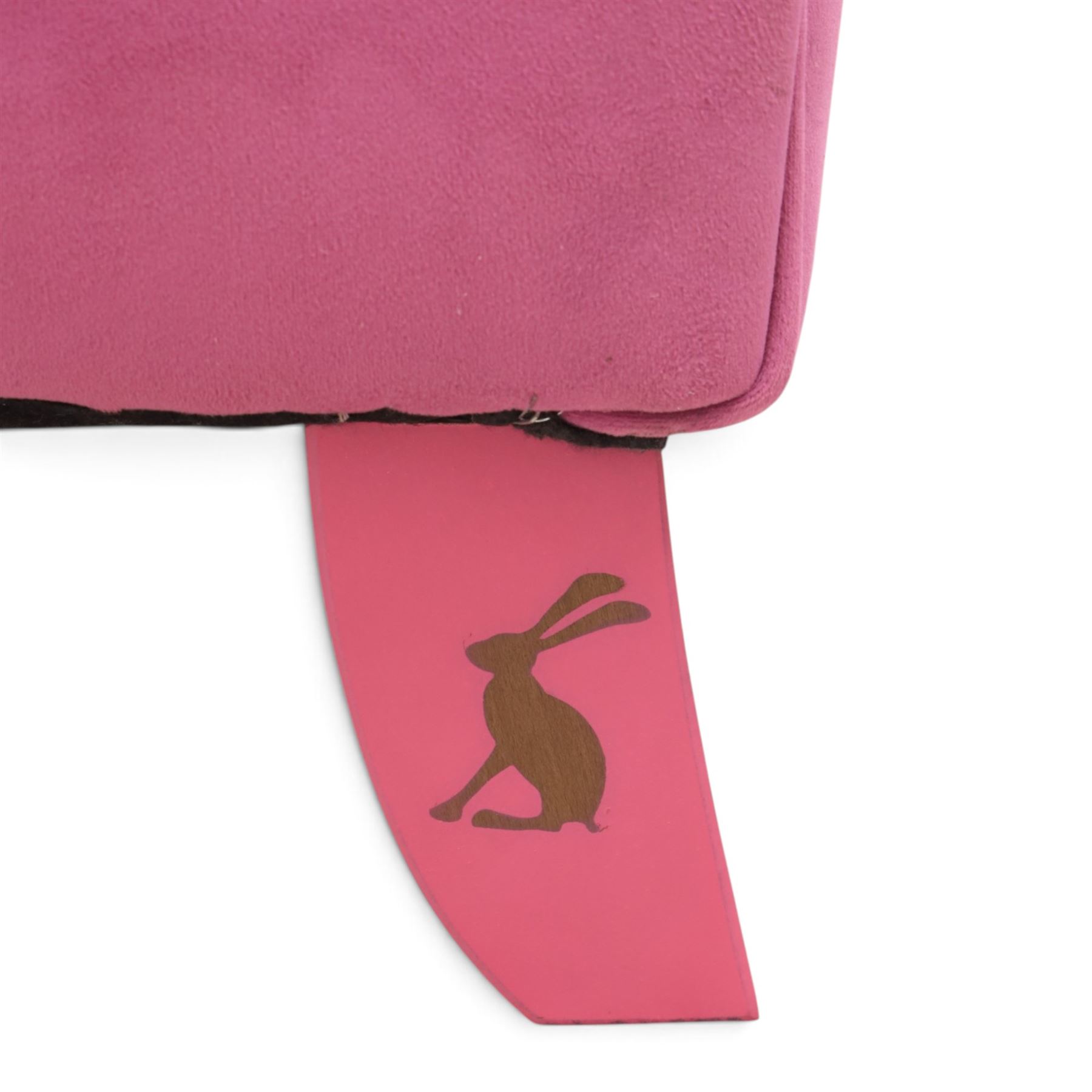 Joules - Windsor Chesterfield three seater sofa in pink velvet, shaped back with deep buttoned sides, loose seat cushion raised on turned and shaped supports