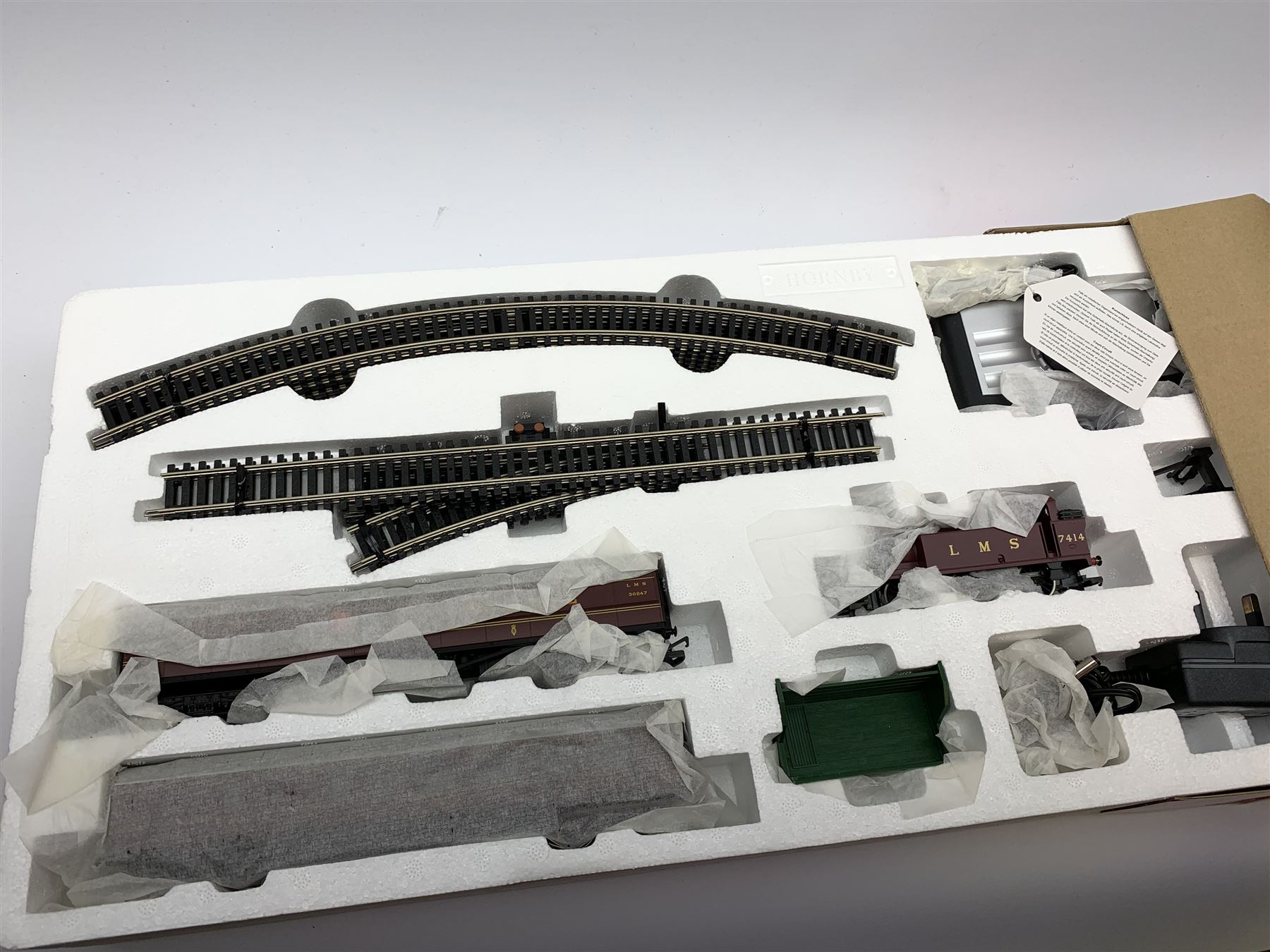 Hornby '00' gauge - electric Mail Train set with 0-6-0 tank locomotive No.7414, travelling post office and brake coach; boxed with Trakmat and paperwork