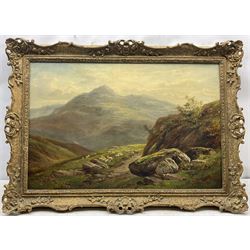 Albert Edmund Gyngell (British 1866-1949): North Wales Landscape, oil on canvas signed and dated 1880, titled verso with artist's Worcester address 50cm x 75cm