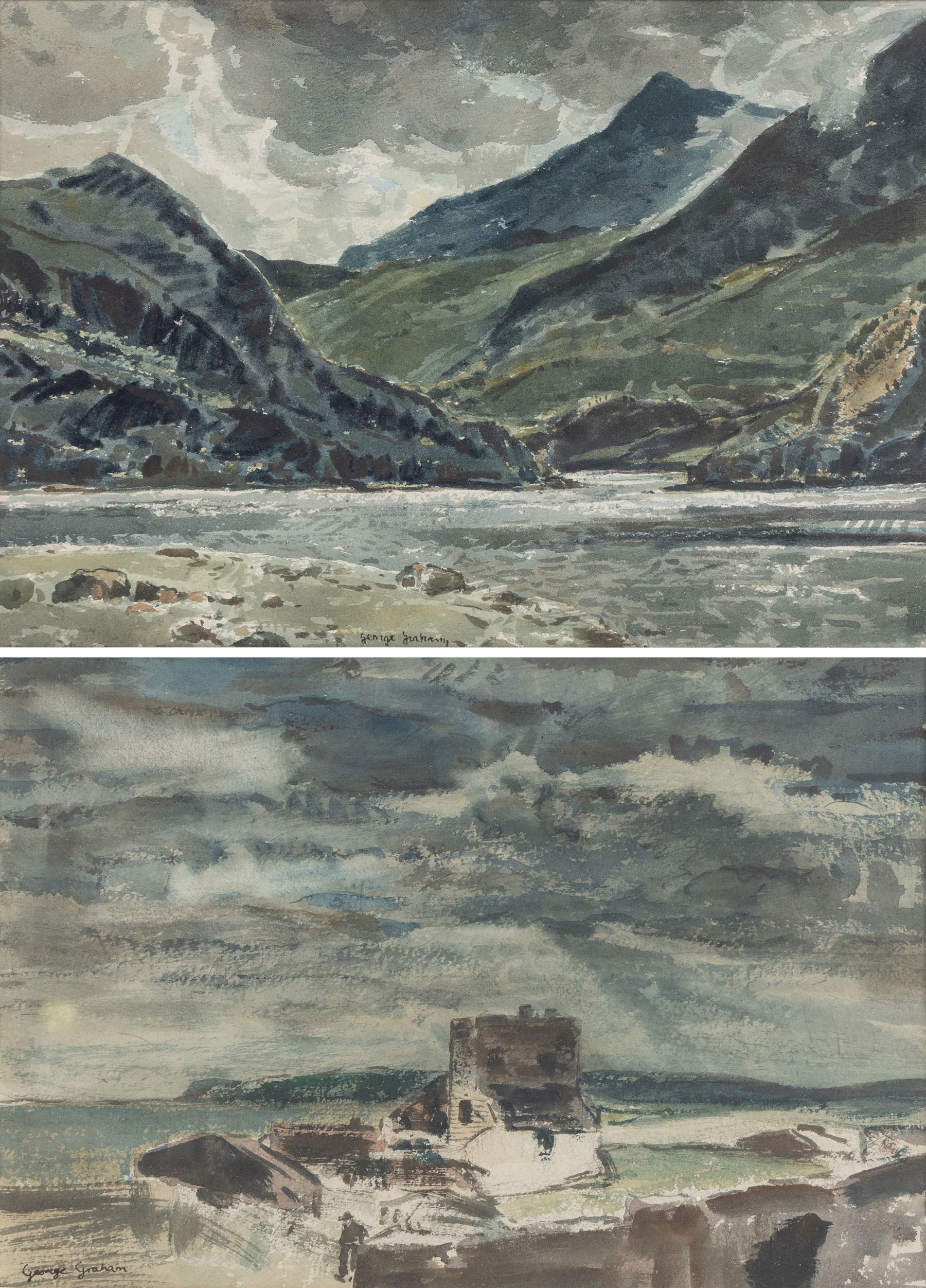 George Graham (British 1881-1941): River and Coastal Landscapes, pair watercolours signed, larger 26.5cm x 39cm (2)
