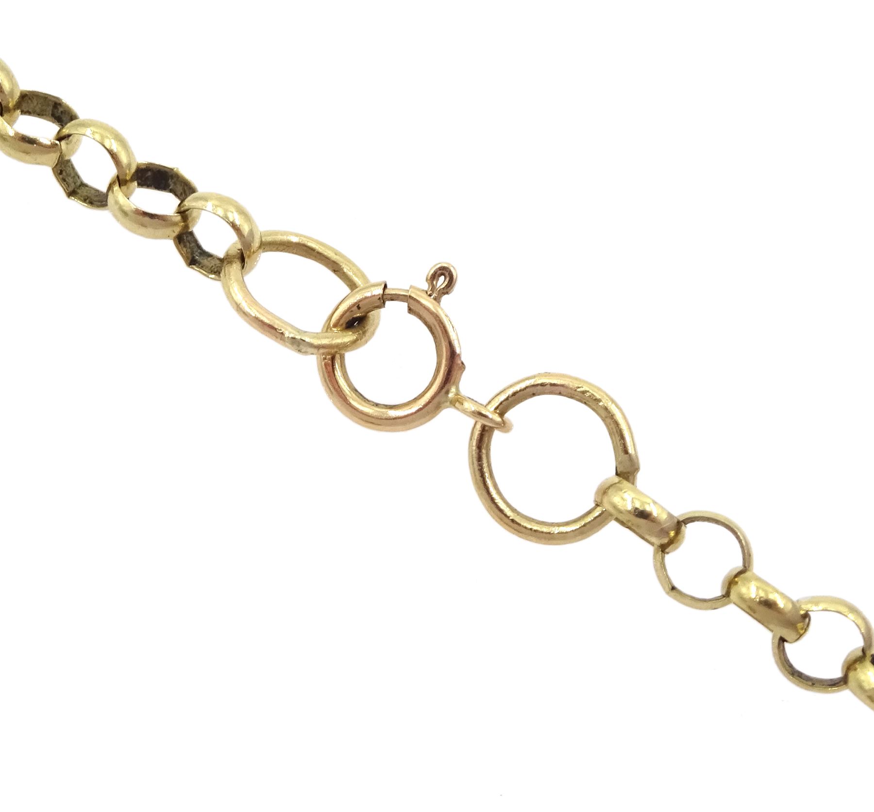 Early 20th century 18ct gold swivel compass pendant, on later 9ct gold belcher link chain necklace