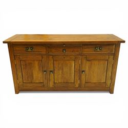 Barker & Stonehouse - 'New Frontier' mangowood wide sideboard, rectangular top with a cent...