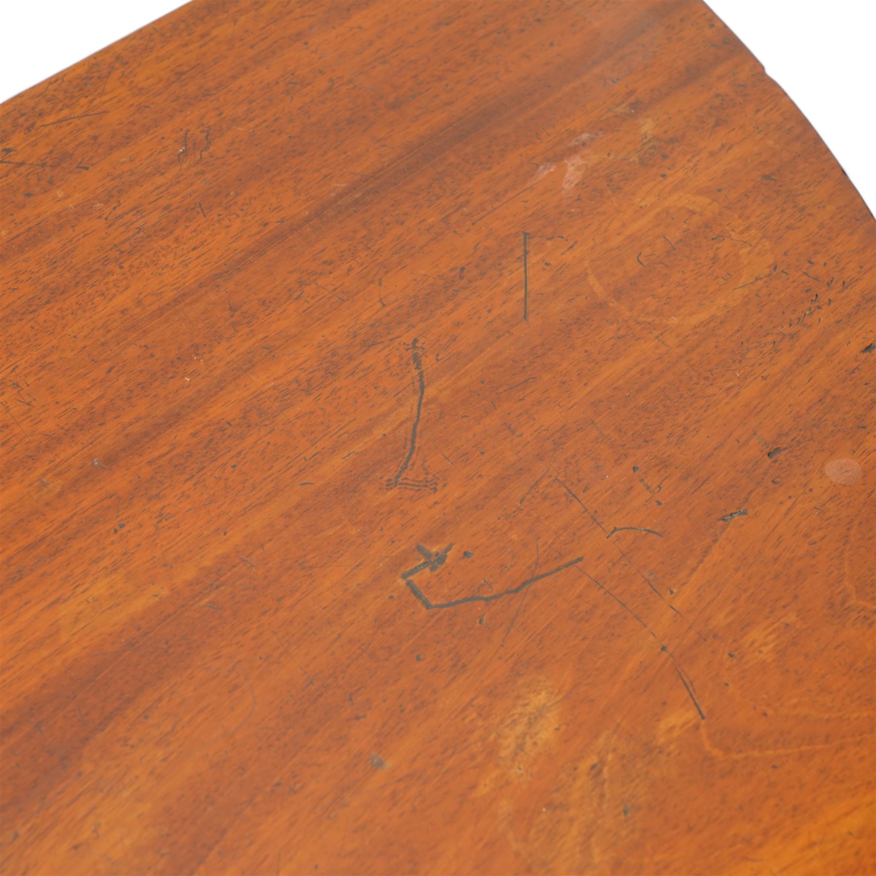 George III mahogany D-end side table, inlaid with boxwood and ebony stringing, on square tapering supports