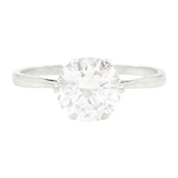 Platinum single stone transitional cut diamond ring, diamond approx 1.25 carat