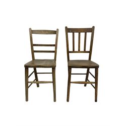 Harlequin set ten oak and beech Sunday School or chapel chairs, slatted or ladder backs (10)