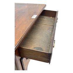 18th century mahogany low-boy, moulded rectangular top over one long and three short drawers, shaped apron over shell carved cabriole supports 