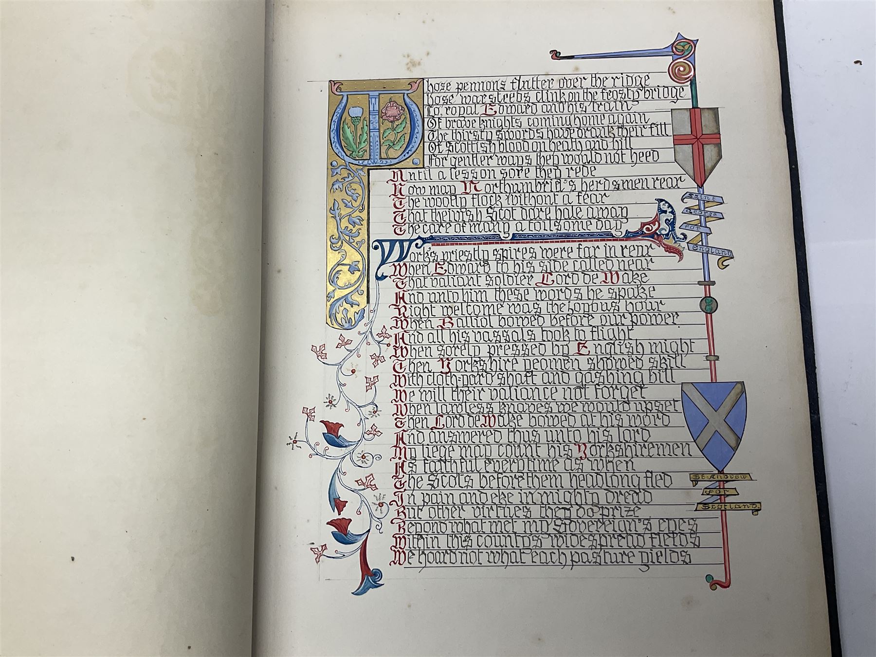 20th century illuminated hymn books, titled Hull Ballads, two volumes, hand coloured Illustrations and written text
