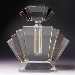 Large Art Deco design glass perfume bottle, H22cm