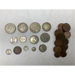 Great British and World coins and tokens, many in silver including two King George V 1935 crowns, France 1867 five francs, France 1933 twenty francs etc