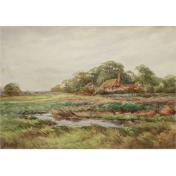 C Kipling (British 19th century): House on a Marsh, watercolour signed 34cm x 48cm