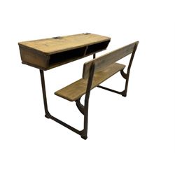 Early 20th century elm twin school desk