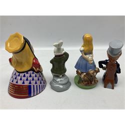 Thirteen Wade Collectors Club figures, comprising six Alice in Wonderland figures; Queen of Hearts, Alice, Mad Hatter, The Doormouse, White Rabbit and Cheshire cat, six Cinderella figures; Fairy Godmother, Cinderella Ready for the Ball, Prince Charming, Cinderella, Clorinda and Thisbe, together with Beauty from Beauty and the Beast, all with original boxes  