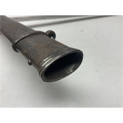 Victorian British Army officer's sword by Hobson & Sons Little Windmill Street London, the 82cm fullered steel blade etched with crowned Victoria cypher and 'HM 1st West York R.V.', lined gilded brass three-bar hilt incorporating Victoria cypher and wire-bound fish skin grip with plaited knot; in steel scabbard with two hanging rings L99cm overall