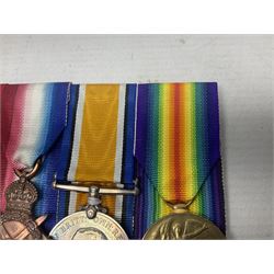 Boer War/WW1 group of four medals comprising Queens South Africa Medal with five clasps for South Africa 1901 & 1902, Transvaal. Orange Free State and Cape Colony awarded to 8321 Sapper J. Webb Rl. Engrs.; together with British War Medal, 1914-15 Star and Victory Medal awarded to 46989 2.Cpl. J. Webb R.E.; all with ribbons and mounted for display on card; some biographical details