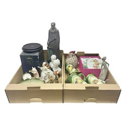 Beswick figure Matthew the trumpet playing pig, together with Royal Doulton figure Diana HN2468, a pair of Limoges busts and other collectables  