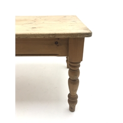 Rectangular pine farmhouse dining table with drawer to either end, L185cm, W91cm, H77cm